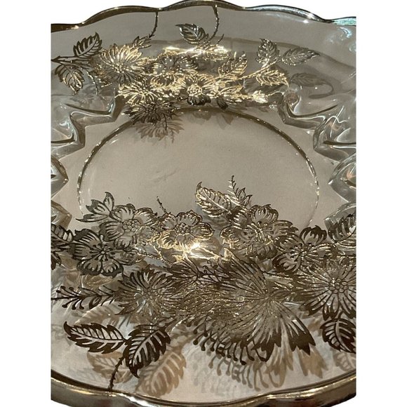 Silver City Glass Napkin Candy Bon Bon Trinket Serving Etched Dish - Picture 4 of 6